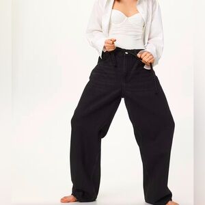 H&M Women’s Super Baggy Loose Fit Black Jeans 8 (HUGE) Street wear.